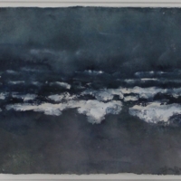 Klaus Fußmann, "Ostsee Abend", 2020, Mischtechnik auf Büttenpapier, 24 x 36 cm
